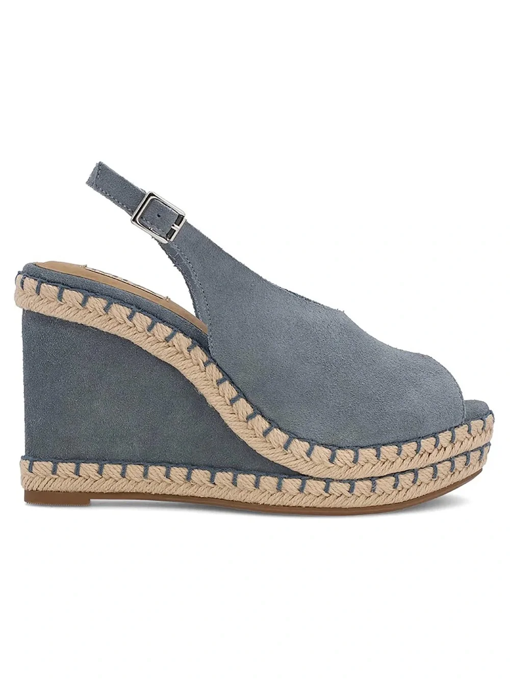 MIA Slate Blue Suede Espadrille Wedge Slingback
